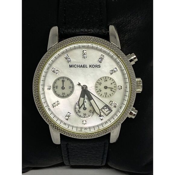 Michael Kors Ritz MK5020 Women's Black Leather Analog Dial Quartz Watch EY118 - Picture 2 of 12